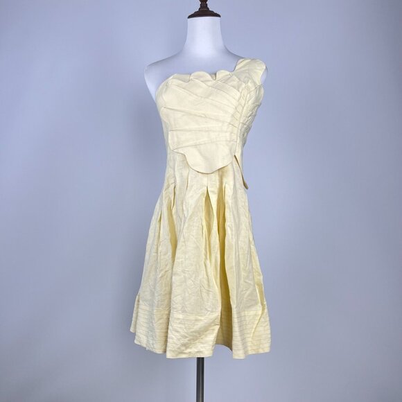 NWOT Farm Rio Lea One Shoulder Off-White Linen Blend Mini Dress Size L 3D Petal - Picture 4 of 14